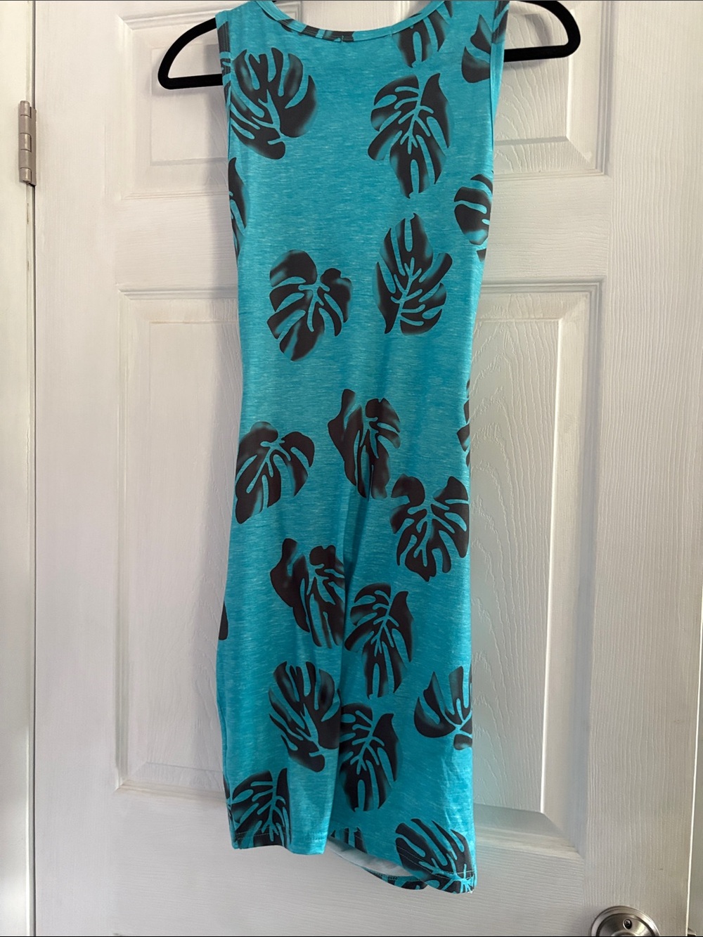 Teal Knot-Back Leaf Print Dress - Picture 3 of 5